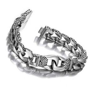 9" Inch Unisex or Men's Stainless Steel Bracelet. Silver & Black Duo Tone Style.
